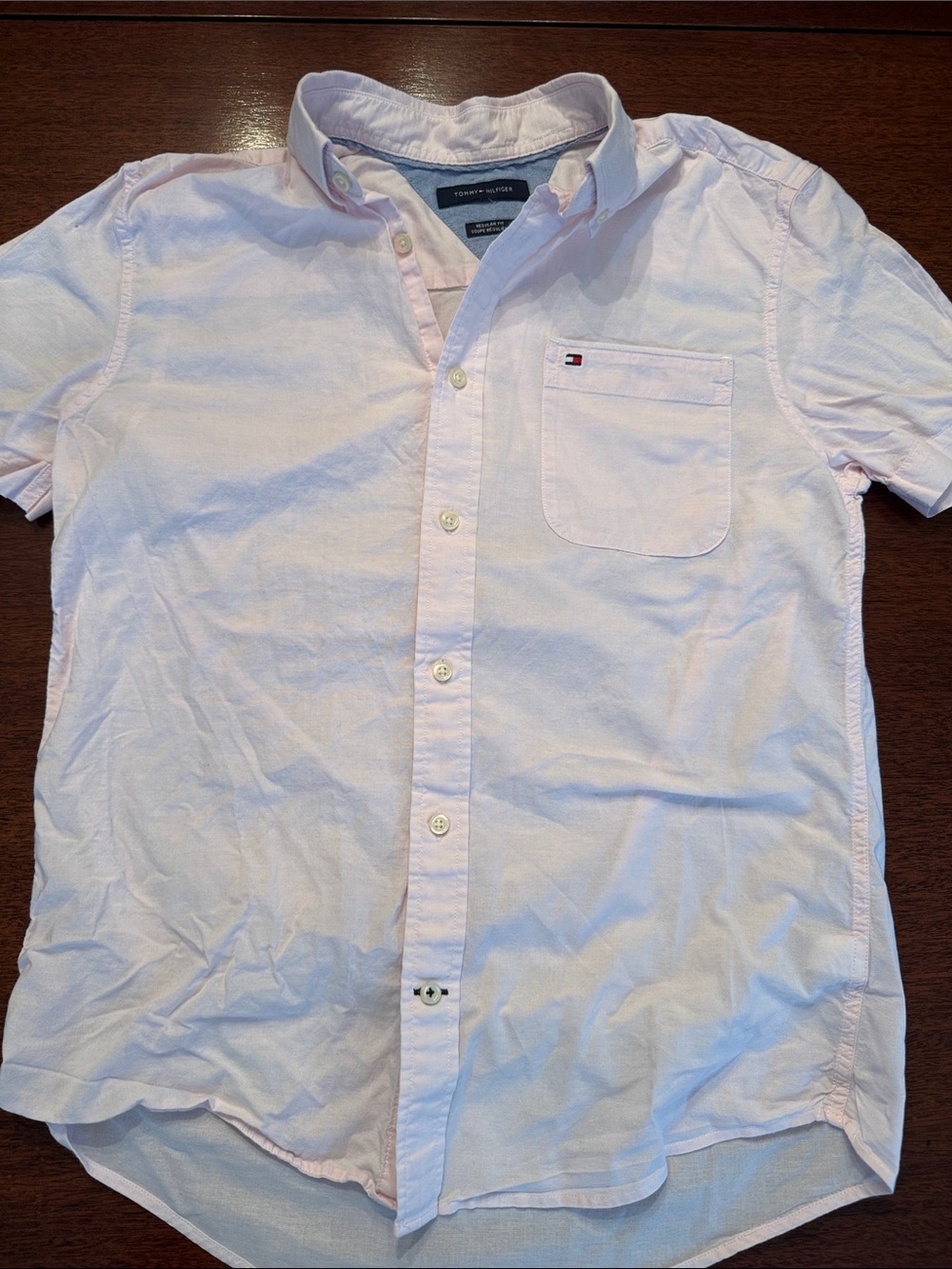 Tommy Hilfiger Men’s Light Pink Short-Sleeve Button-Down Shirt